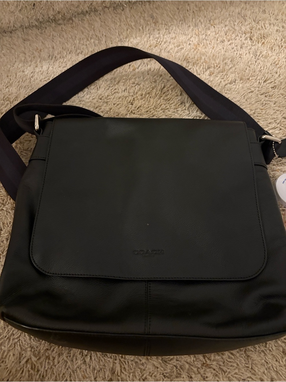 Coach Black Pebbled Leather Messenger Crossbody - Men